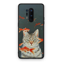 Thumbnail for OnePlus 8 Pro Cat Goldfish θήκη από τη Smartfits με σχέδιο στο πίσω μέρος και μαύρο περίβλημα | Smartphone case with colorful back and black bezels by Smartfits