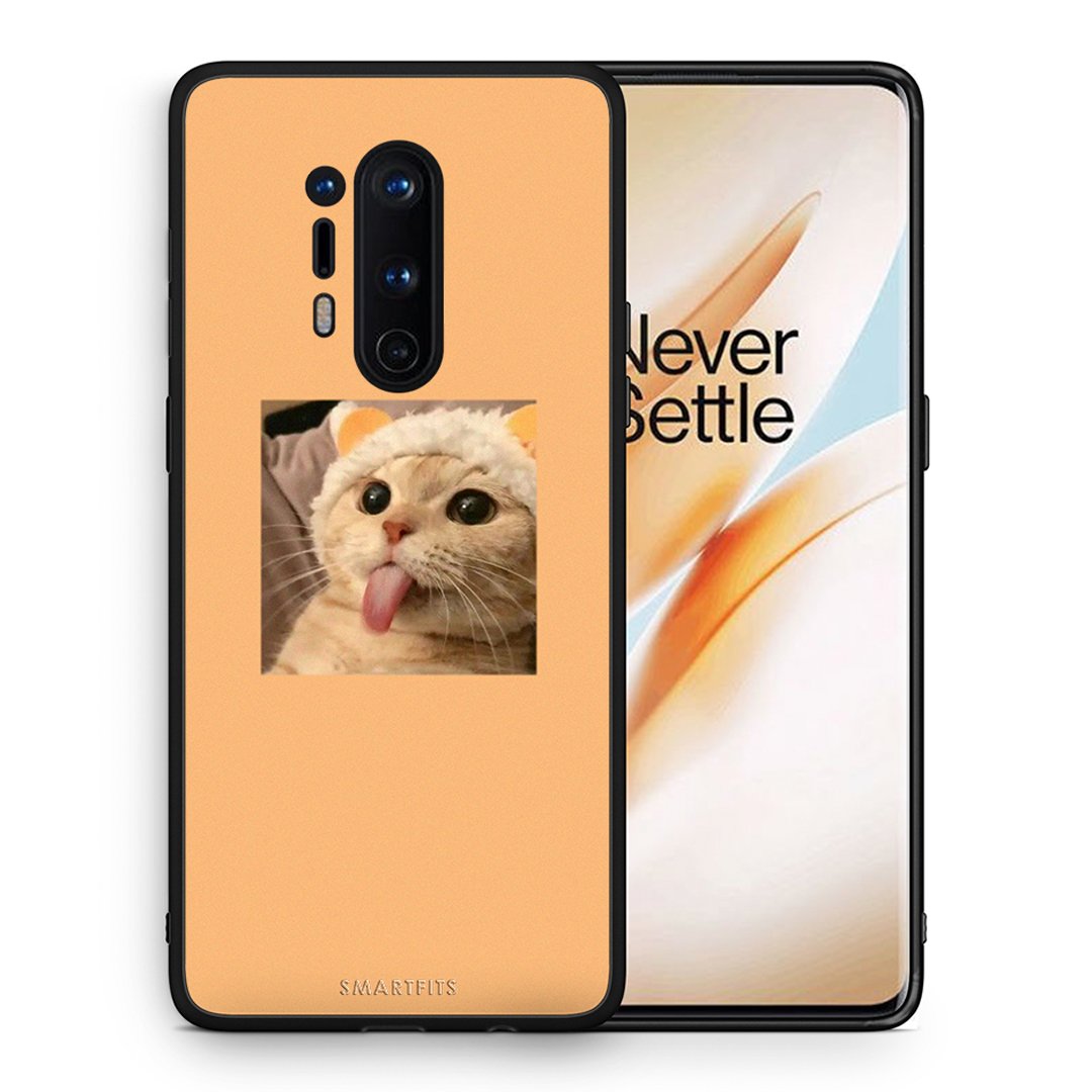 Θήκη OnePlus 8 Pro Cat Tongue από τη Smartfits με σχέδιο στο πίσω μέρος και μαύρο περίβλημα | OnePlus 8 Pro Cat Tongue case with colorful back and black bezels