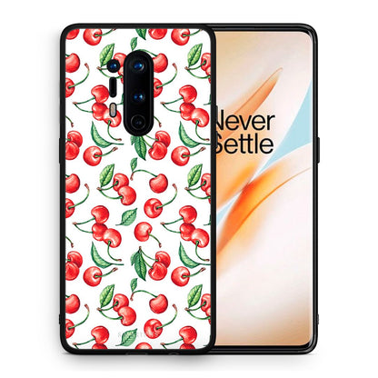 Θήκη OnePlus 8 Pro Cherry Summer από τη Smartfits με σχέδιο στο πίσω μέρος και μαύρο περίβλημα | OnePlus 8 Pro Cherry Summer case with colorful back and black bezels