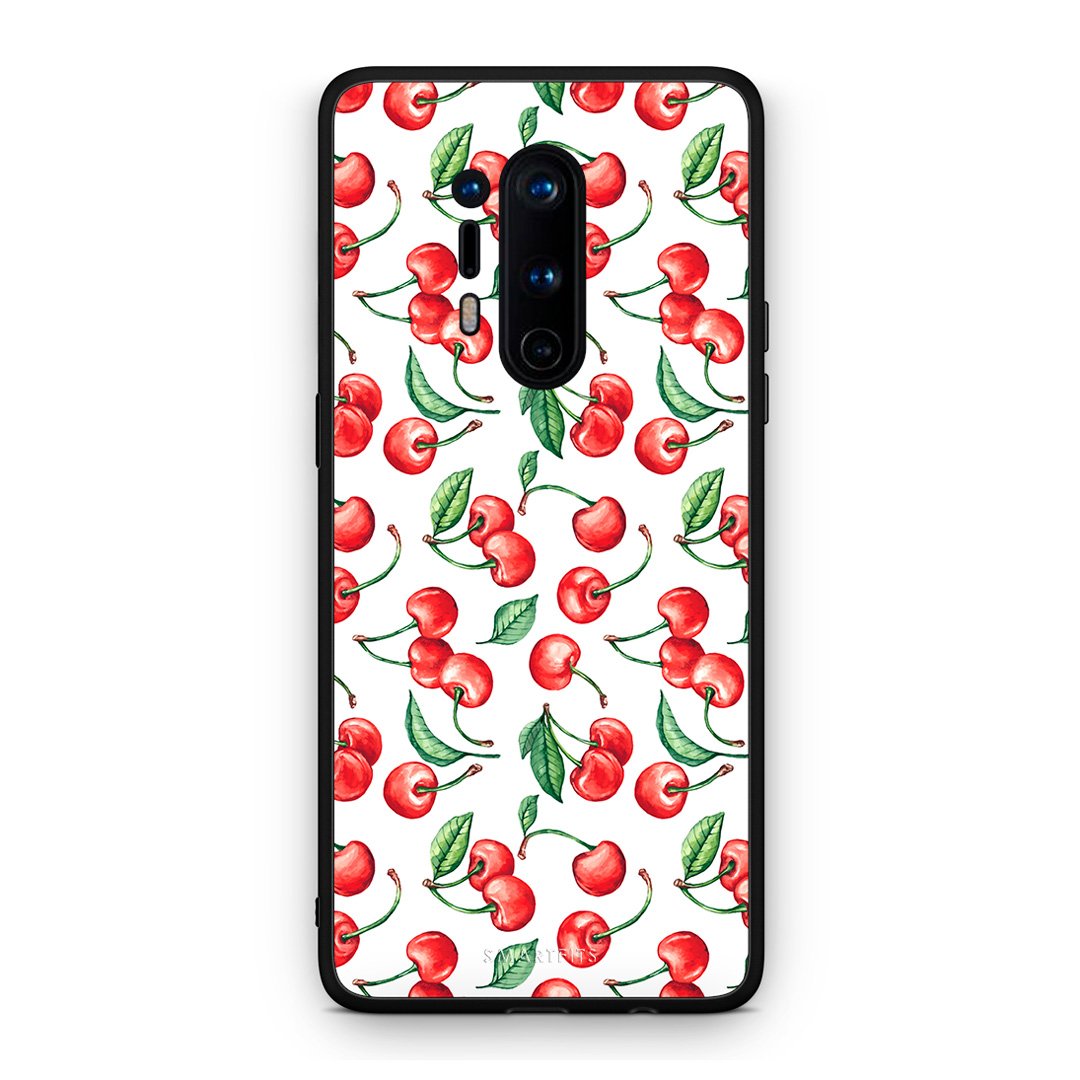 OnePlus 8 Pro Cherry Summer θήκη από τη Smartfits με σχέδιο στο πίσω μέρος και μαύρο περίβλημα | Smartphone case with colorful back and black bezels by Smartfits