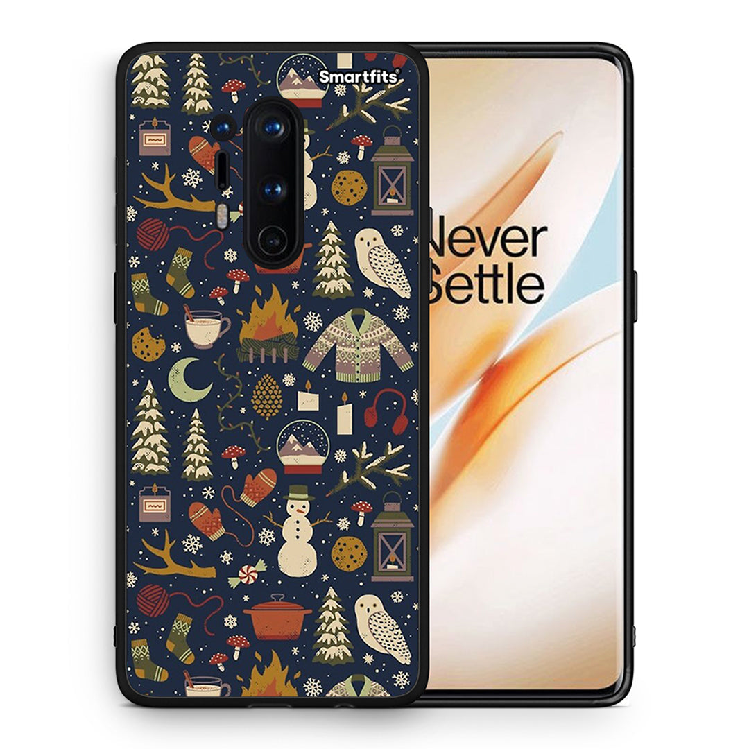 Θήκη OnePlus 8 Pro Christmas Elements από τη Smartfits με σχέδιο στο πίσω μέρος και μαύρο περίβλημα | OnePlus 8 Pro Christmas Elements case with colorful back and black bezels