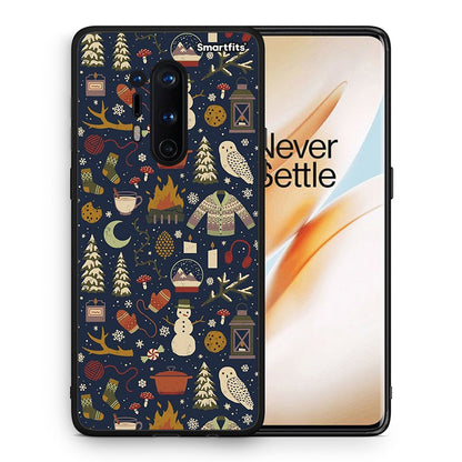 Θήκη OnePlus 8 Pro Christmas Elements από τη Smartfits με σχέδιο στο πίσω μέρος και μαύρο περίβλημα | OnePlus 8 Pro Christmas Elements case with colorful back and black bezels