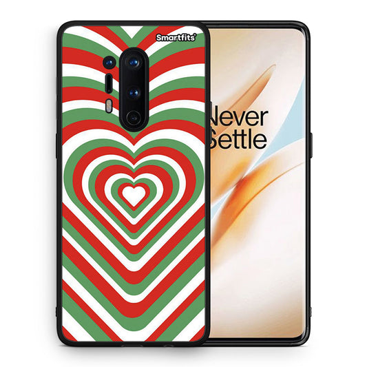 Θήκη OnePlus 8 Pro Christmas Hearts από τη Smartfits με σχέδιο στο πίσω μέρος και μαύρο περίβλημα | OnePlus 8 Pro Christmas Hearts case with colorful back and black bezels