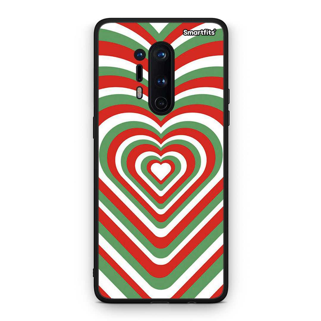OnePlus 8 Pro Christmas Hearts θήκη από τη Smartfits με σχέδιο στο πίσω μέρος και μαύρο περίβλημα | Smartphone case with colorful back and black bezels by Smartfits