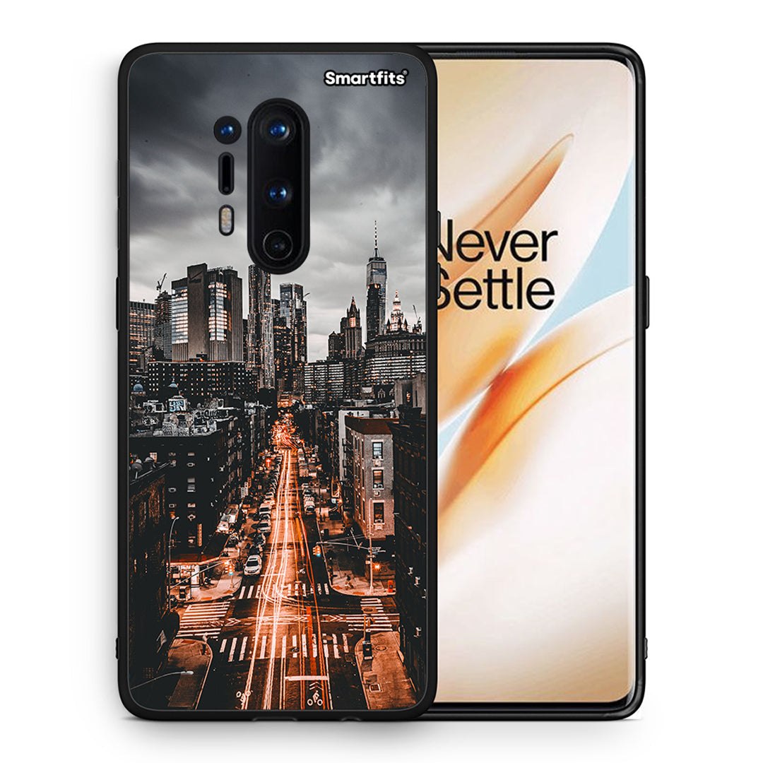 Θήκη OnePlus 8 Pro City Lights από τη Smartfits με σχέδιο στο πίσω μέρος και μαύρο περίβλημα | OnePlus 8 Pro City Lights case with colorful back and black bezels