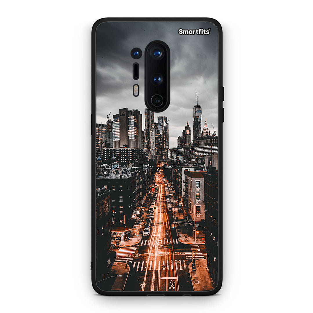 OnePlus 8 Pro City Lights θήκη από τη Smartfits με σχέδιο στο πίσω μέρος και μαύρο περίβλημα | Smartphone case with colorful back and black bezels by Smartfits