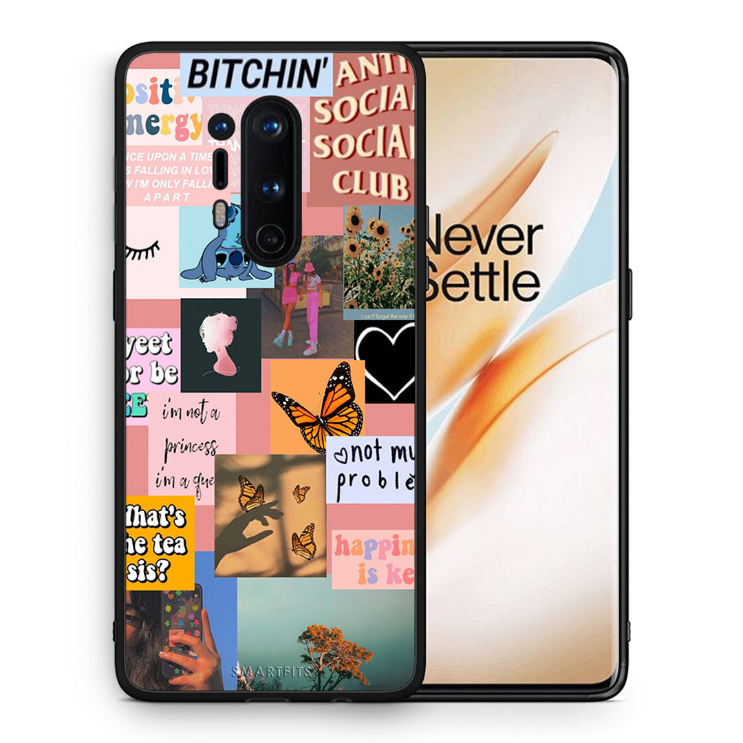 Θήκη Αγίου Βαλεντίνου OnePlus 8 Pro Collage Bitchin από τη Smartfits με σχέδιο στο πίσω μέρος και μαύρο περίβλημα | OnePlus 8 Pro Collage Bitchin case with colorful back and black bezels