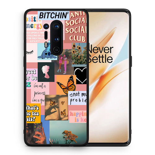 Θήκη Αγίου Βαλεντίνου OnePlus 8 Pro Collage Bitchin από τη Smartfits με σχέδιο στο πίσω μέρος και μαύρο περίβλημα | OnePlus 8 Pro Collage Bitchin case with colorful back and black bezels