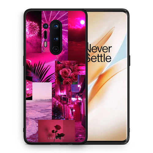 Θήκη Αγίου Βαλεντίνου OnePlus 8 Pro Collage Red Roses από τη Smartfits με σχέδιο στο πίσω μέρος και μαύρο περίβλημα | OnePlus 8 Pro Collage Red Roses case with colorful back and black bezels
