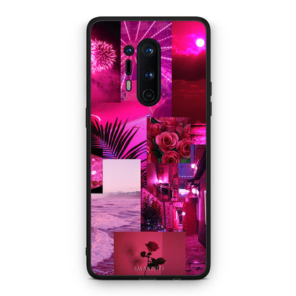 OnePlus 8 Pro Collage Red Roses Θήκη Αγίου Βαλεντίνου από τη Smartfits με σχέδιο στο πίσω μέρος και μαύρο περίβλημα | Smartphone case with colorful back and black bezels by Smartfits