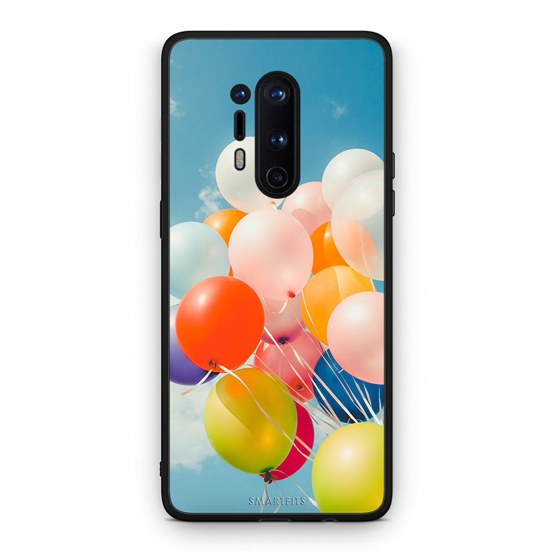 OnePlus 8 Pro Colorful Balloons θήκη από τη Smartfits με σχέδιο στο πίσω μέρος και μαύρο περίβλημα | Smartphone case with colorful back and black bezels by Smartfits