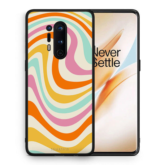 Θήκη OnePlus 8 Pro Colourful Waves από τη Smartfits με σχέδιο στο πίσω μέρος και μαύρο περίβλημα | OnePlus 8 Pro Colourful Waves case with colorful back and black bezels