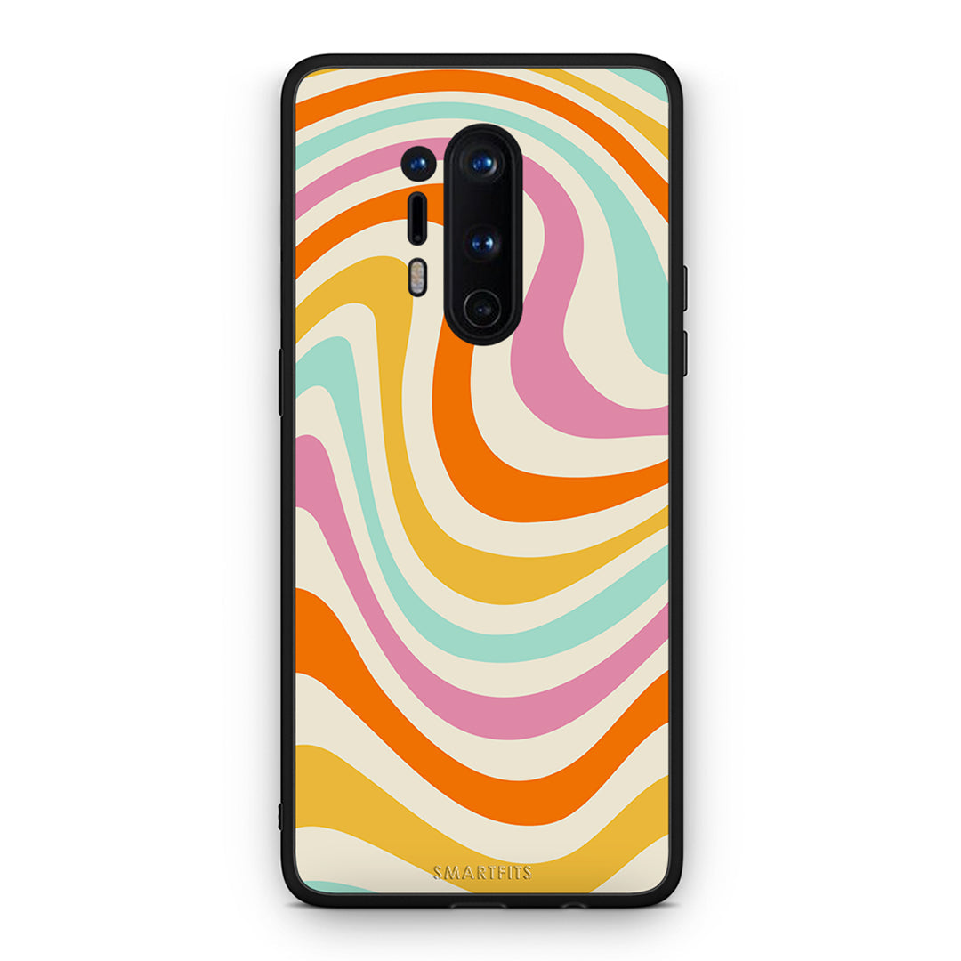 OnePlus 8 Pro Colourful Waves θήκη από τη Smartfits με σχέδιο στο πίσω μέρος και μαύρο περίβλημα | Smartphone case with colorful back and black bezels by Smartfits