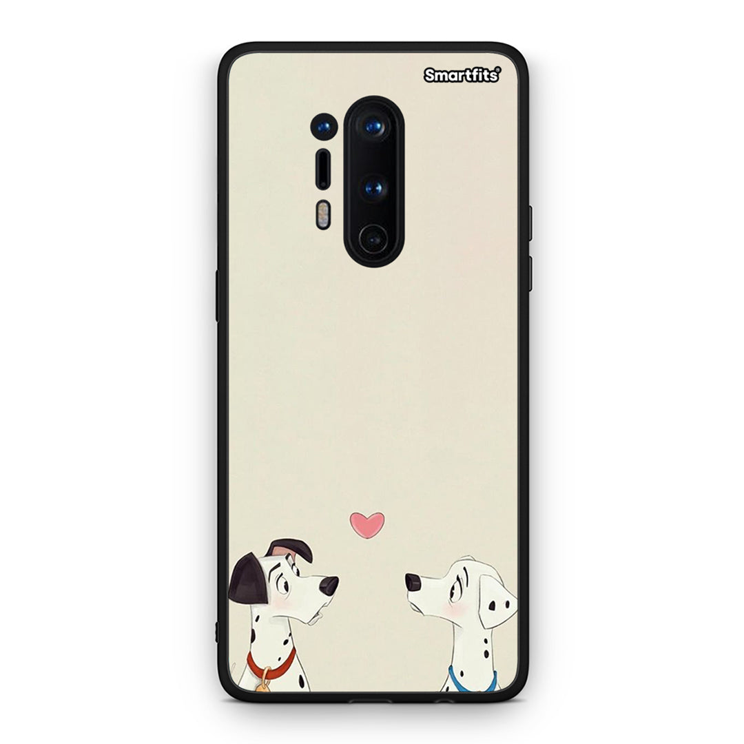 OnePlus 8 Pro Dalmatians Love θήκη από τη Smartfits με σχέδιο στο πίσω μέρος και μαύρο περίβλημα | Smartphone case with colorful back and black bezels by Smartfits