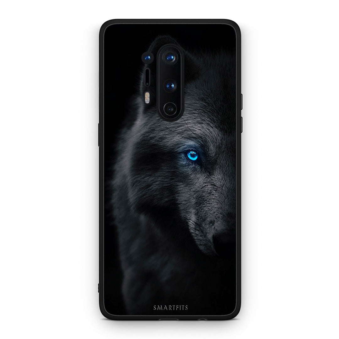 OnePlus 8 Pro Dark Wolf θήκη από τη Smartfits με σχέδιο στο πίσω μέρος και μαύρο περίβλημα | Smartphone case with colorful back and black bezels by Smartfits