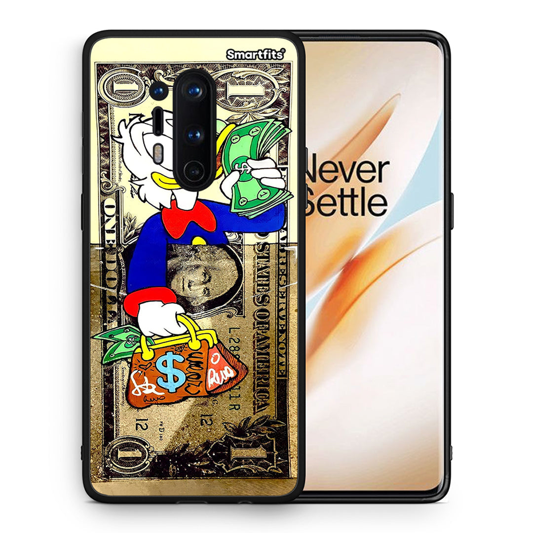 Θήκη OnePlus 8 Pro Duck Money από τη Smartfits με σχέδιο στο πίσω μέρος και μαύρο περίβλημα | OnePlus 8 Pro Duck Money case with colorful back and black bezels