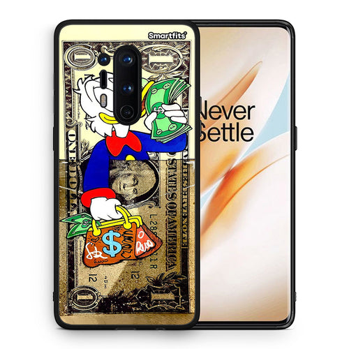 Θήκη OnePlus 8 Pro Duck Money από τη Smartfits με σχέδιο στο πίσω μέρος και μαύρο περίβλημα | OnePlus 8 Pro Duck Money case with colorful back and black bezels