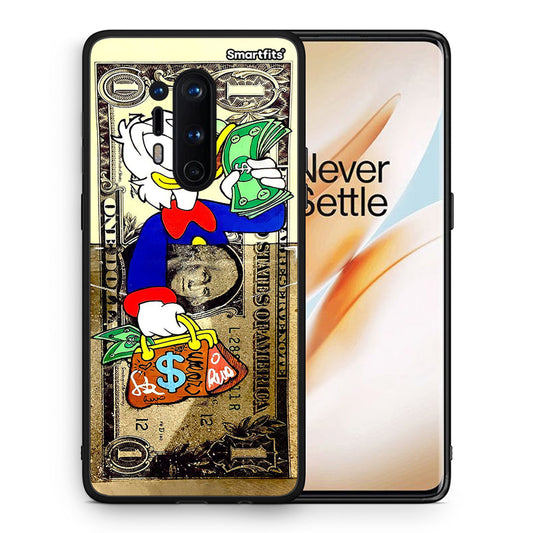 Θήκη OnePlus 8 Pro Duck Money από τη Smartfits με σχέδιο στο πίσω μέρος και μαύρο περίβλημα | OnePlus 8 Pro Duck Money case with colorful back and black bezels