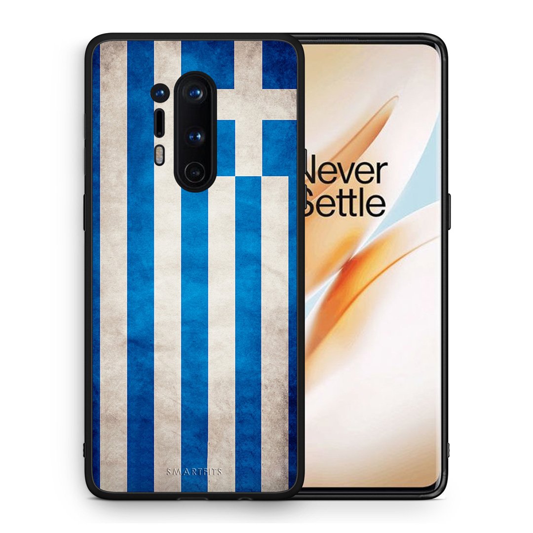 Θήκη OnePlus 8 Pro Greek Flag από τη Smartfits με σχέδιο στο πίσω μέρος και μαύρο περίβλημα | OnePlus 8 Pro Greek Flag case with colorful back and black bezels