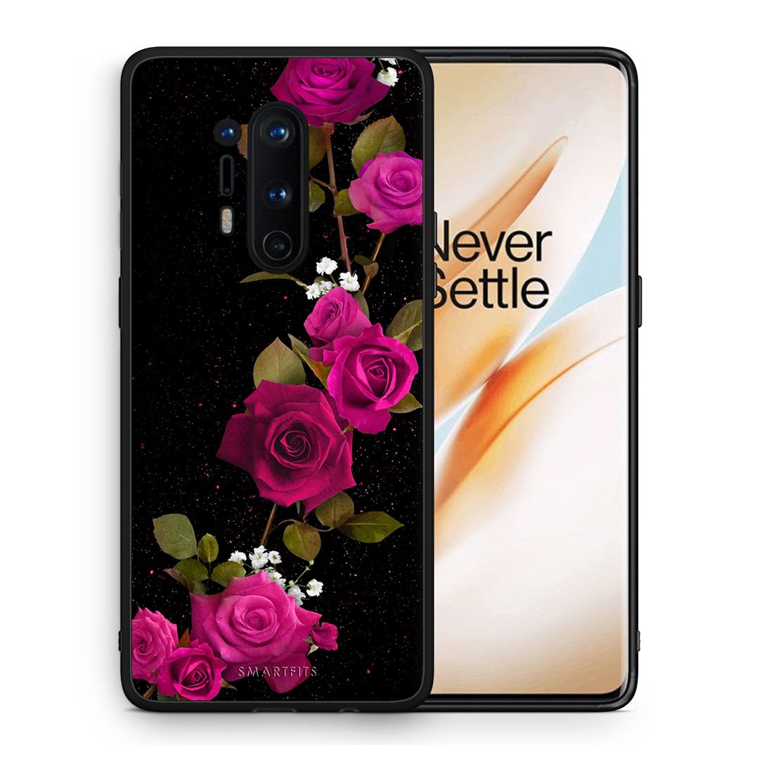 Θήκη OnePlus 8 Pro Red Roses Flower από τη Smartfits με σχέδιο στο πίσω μέρος και μαύρο περίβλημα | OnePlus 8 Pro Red Roses Flower case with colorful back and black bezels