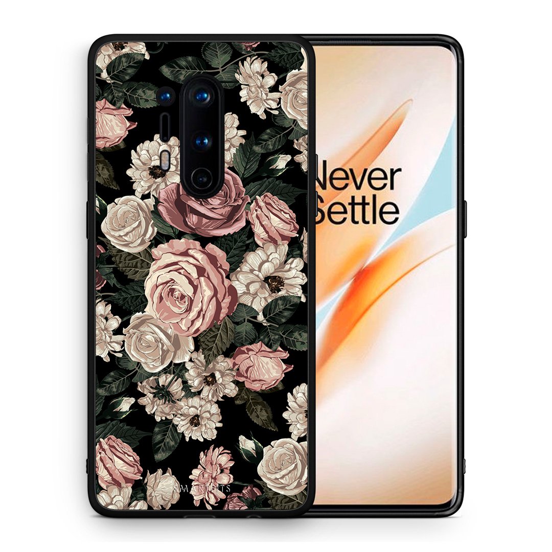 Θήκη OnePlus 8 Pro Wild Roses Flower από τη Smartfits με σχέδιο στο πίσω μέρος και μαύρο περίβλημα | OnePlus 8 Pro Wild Roses Flower case with colorful back and black bezels