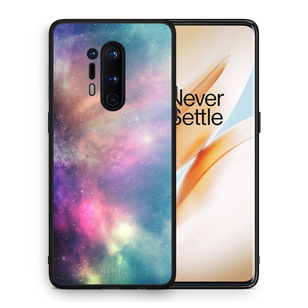 Θήκη OnePlus 8 Pro Rainbow Galaxy από τη Smartfits με σχέδιο στο πίσω μέρος και μαύρο περίβλημα | OnePlus 8 Pro Rainbow Galaxy case with colorful back and black bezels