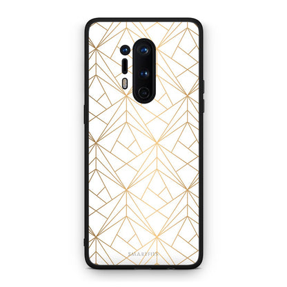 111 - OnePlus 8 Pro  Luxury White Geometric case, cover, bumper