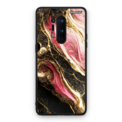OnePlus 8 Pro Glamorous Pink Marble θήκη από τη Smartfits με σχέδιο στο πίσω μέρος και μαύρο περίβλημα | Smartphone case with colorful back and black bezels by Smartfits