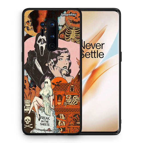 Θήκη OnePlus 8 Pro Halloween Collage από τη Smartfits με σχέδιο στο πίσω μέρος και μαύρο περίβλημα | OnePlus 8 Pro Halloween Collage case with colorful back and black bezels