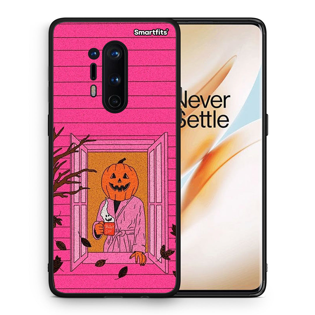 Θήκη OnePlus 8 Pro Halloween Pumpkin Lady από τη Smartfits με σχέδιο στο πίσω μέρος και μαύρο περίβλημα | OnePlus 8 Pro Halloween Pumpkin Lady case with colorful back and black bezels