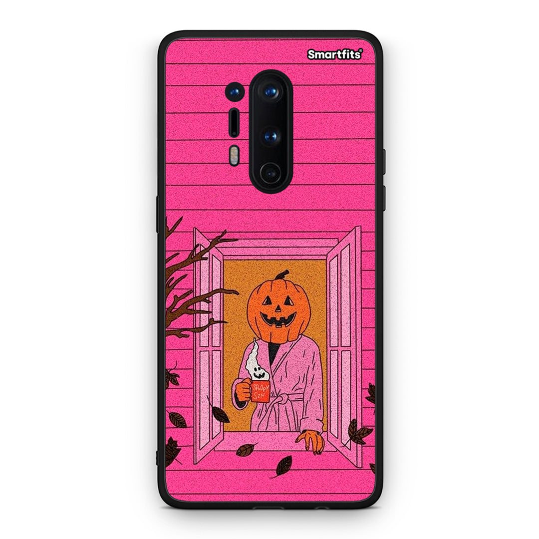 OnePlus 8 Pro Halloween Pumpkin Lady Θήκη από τη Smartfits με σχέδιο στο πίσω μέρος και μαύρο περίβλημα | Smartphone case with colorful back and black bezels by Smartfits