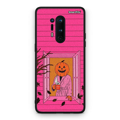 OnePlus 8 Pro Halloween Pumpkin Lady Θήκη από τη Smartfits με σχέδιο στο πίσω μέρος και μαύρο περίβλημα | Smartphone case with colorful back and black bezels by Smartfits