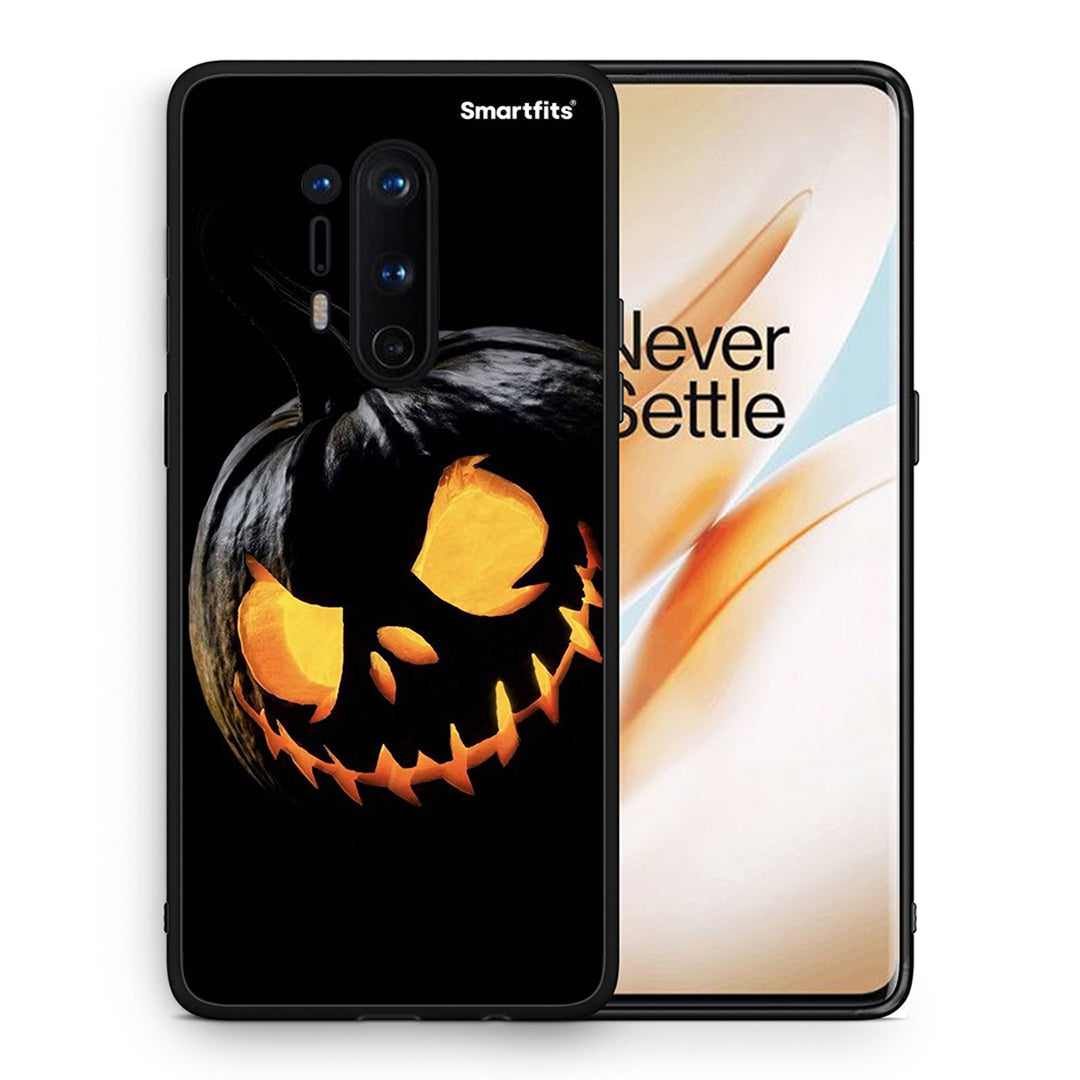 Θήκη OnePlus 8 Pro Halloween Scary Pumpkin από τη Smartfits με σχέδιο στο πίσω μέρος και μαύρο περίβλημα | OnePlus 8 Pro Halloween Scary Pumpkin case with colorful back and black bezels