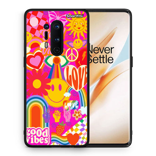 Θήκη OnePlus 8 Pro Hippie Love από τη Smartfits με σχέδιο στο πίσω μέρος και μαύρο περίβλημα | OnePlus 8 Pro Hippie Love case with colorful back and black bezels
