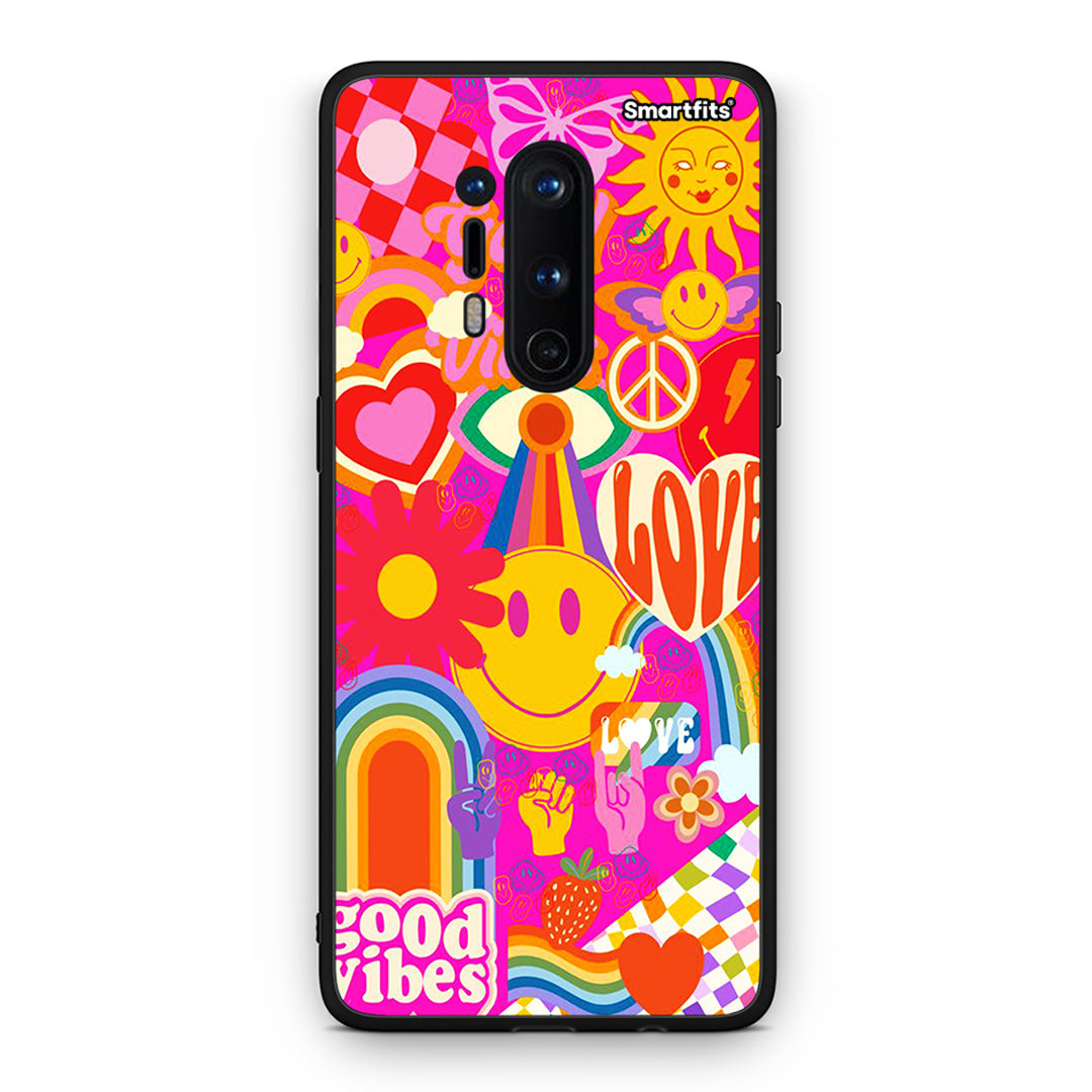 OnePlus 8 Pro Hippie Love θήκη από τη Smartfits με σχέδιο στο πίσω μέρος και μαύρο περίβλημα | Smartphone case with colorful back and black bezels by Smartfits