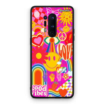 OnePlus 8 Pro Hippie Love θήκη από τη Smartfits με σχέδιο στο πίσω μέρος και μαύρο περίβλημα | Smartphone case with colorful back and black bezels by Smartfits