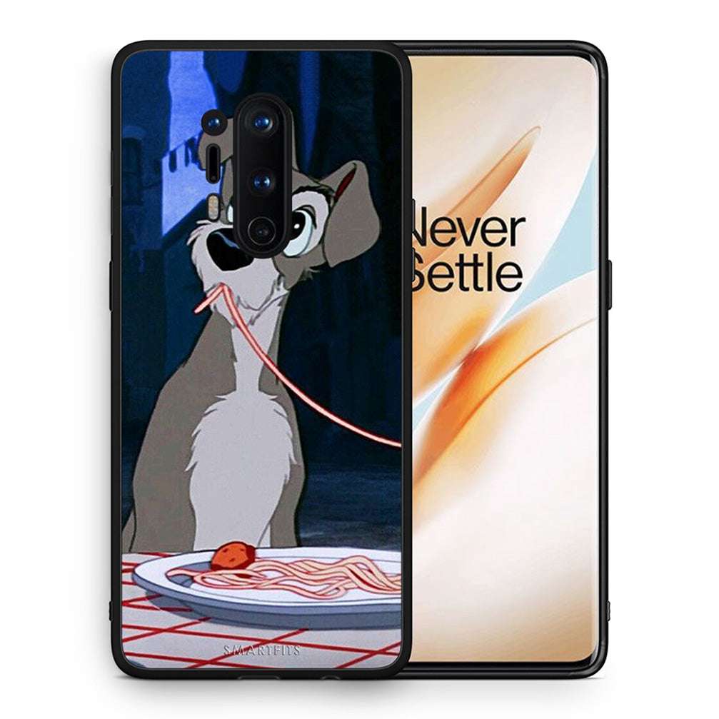 Θήκη Αγίου Βαλεντίνου OnePlus 8 Pro Lady And Tramp 1 από τη Smartfits με σχέδιο στο πίσω μέρος και μαύρο περίβλημα | OnePlus 8 Pro Lady And Tramp 1 case with colorful back and black bezels