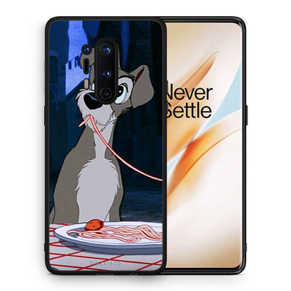 Θήκη Αγίου Βαλεντίνου OnePlus 8 Pro Lady And Tramp 1 από τη Smartfits με σχέδιο στο πίσω μέρος και μαύρο περίβλημα | OnePlus 8 Pro Lady And Tramp 1 case with colorful back and black bezels