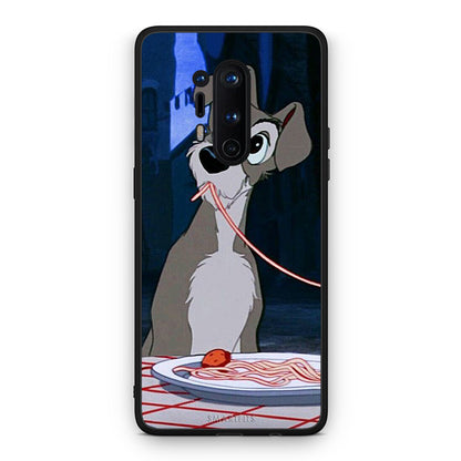 OnePlus 8 Pro Lady And Tramp 1 Θήκη Αγίου Βαλεντίνου από τη Smartfits με σχέδιο στο πίσω μέρος και μαύρο περίβλημα | Smartphone case with colorful back and black bezels by Smartfits