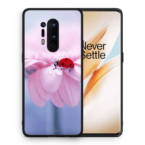 Θήκη OnePlus 8 Pro Ladybug Flower από τη Smartfits με σχέδιο στο πίσω μέρος και μαύρο περίβλημα | OnePlus 8 Pro Ladybug Flower case with colorful back and black bezels