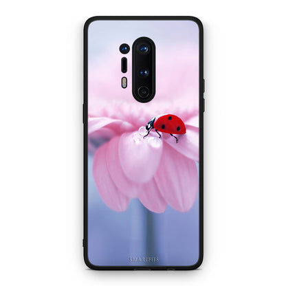 OnePlus 8 Pro Ladybug Flower θήκη από τη Smartfits με σχέδιο στο πίσω μέρος και μαύρο περίβλημα | Smartphone case with colorful back and black bezels by Smartfits