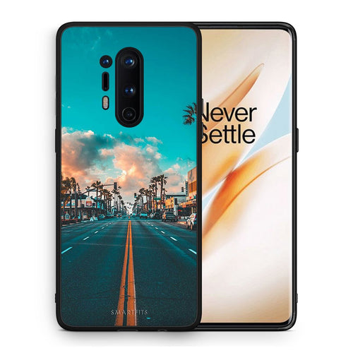 Θήκη OnePlus 8 Pro City Landscape από τη Smartfits με σχέδιο στο πίσω μέρος και μαύρο περίβλημα | OnePlus 8 Pro City Landscape case with colorful back and black bezels