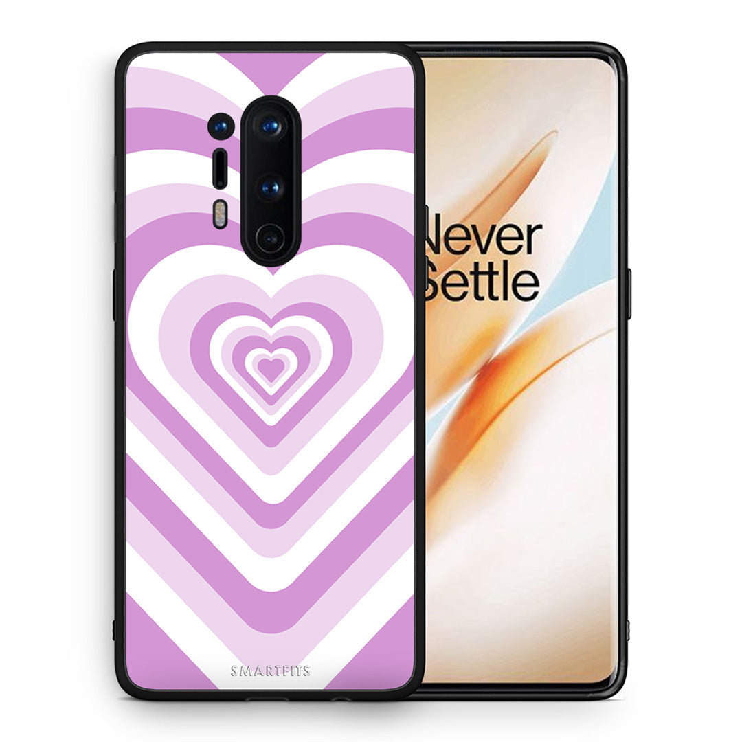 Θήκη OnePlus 8 Pro Lilac Hearts από τη Smartfits με σχέδιο στο πίσω μέρος και μαύρο περίβλημα | OnePlus 8 Pro Lilac Hearts case with colorful back and black bezels