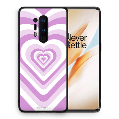 Θήκη OnePlus 8 Pro Lilac Hearts από τη Smartfits με σχέδιο στο πίσω μέρος και μαύρο περίβλημα | OnePlus 8 Pro Lilac Hearts case with colorful back and black bezels