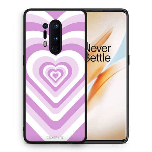 Θήκη OnePlus 8 Pro Lilac Hearts από τη Smartfits με σχέδιο στο πίσω μέρος και μαύρο περίβλημα | OnePlus 8 Pro Lilac Hearts case with colorful back and black bezels