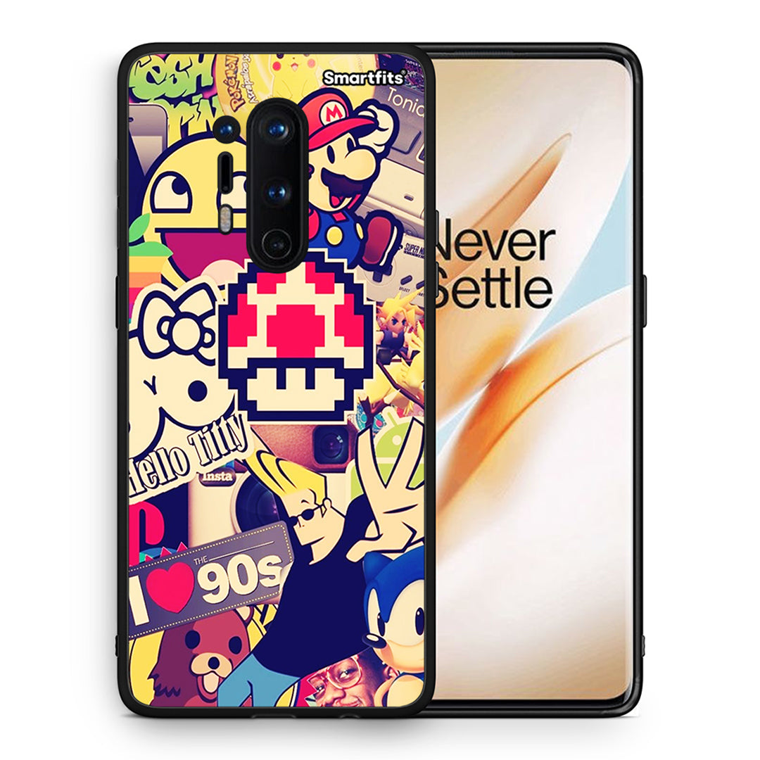 Θήκη OnePlus 8 Pro Love The 90s από τη Smartfits με σχέδιο στο πίσω μέρος και μαύρο περίβλημα | OnePlus 8 Pro Love The 90s case with colorful back and black bezels