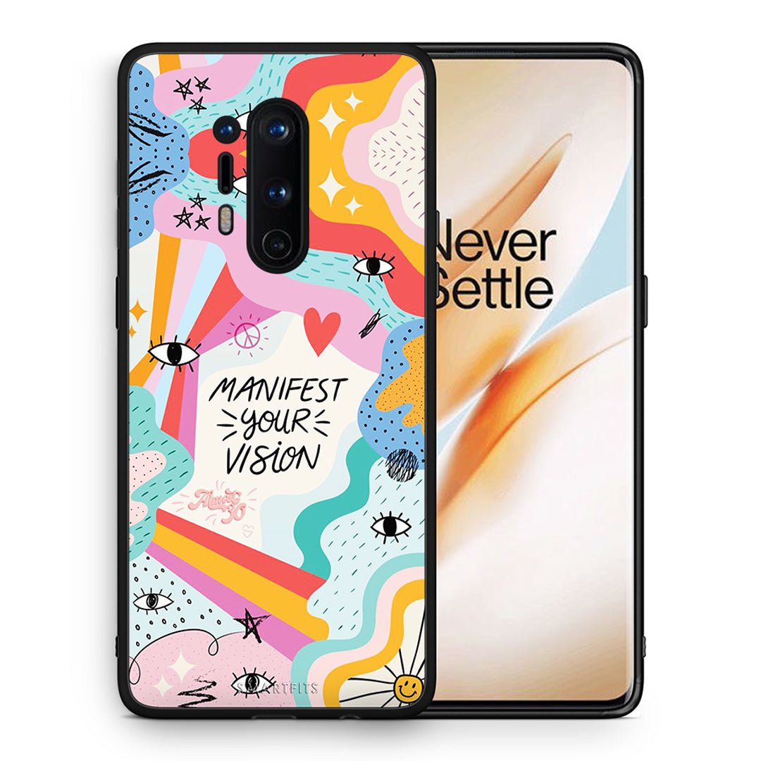 Θήκη OnePlus 8 Pro Manifest Your Vision από τη Smartfits με σχέδιο στο πίσω μέρος και μαύρο περίβλημα | OnePlus 8 Pro Manifest Your Vision case with colorful back and black bezels