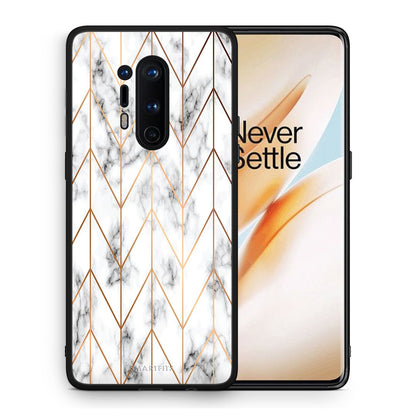 Θήκη OnePlus 8 Pro Gold Geometric Marble από τη Smartfits με σχέδιο στο πίσω μέρος και μαύρο περίβλημα | OnePlus 8 Pro Gold Geometric Marble case with colorful back and black bezels