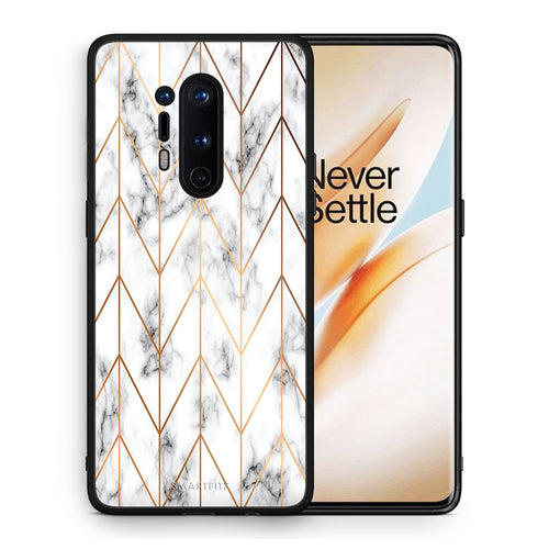 Θήκη OnePlus 8 Pro Gold Geometric Marble από τη Smartfits με σχέδιο στο πίσω μέρος και μαύρο περίβλημα | OnePlus 8 Pro Gold Geometric Marble case with colorful back and black bezels