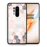 Thumbnail for Θήκη OnePlus 8 Pro Hexagon Pink Marble από τη Smartfits με σχέδιο στο πίσω μέρος και μαύρο περίβλημα | OnePlus 8 Pro Hexagon Pink Marble case with colorful back and black bezels
